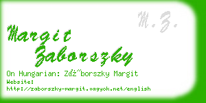 margit zaborszky business card